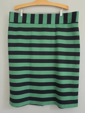 ELOQUII Stripe Scuba Knit Pencil Skirt Green & Navy Size 22